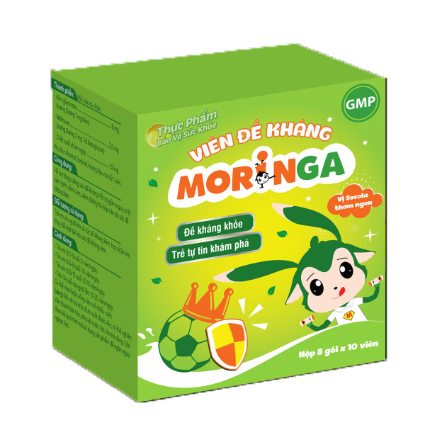 Viên đề kháng Moringa - Giúp tăng sức đề kháng, giảm nguy cơ mắc các bệnh đường hô hấp cho trẻ em - Hộp 8 gói