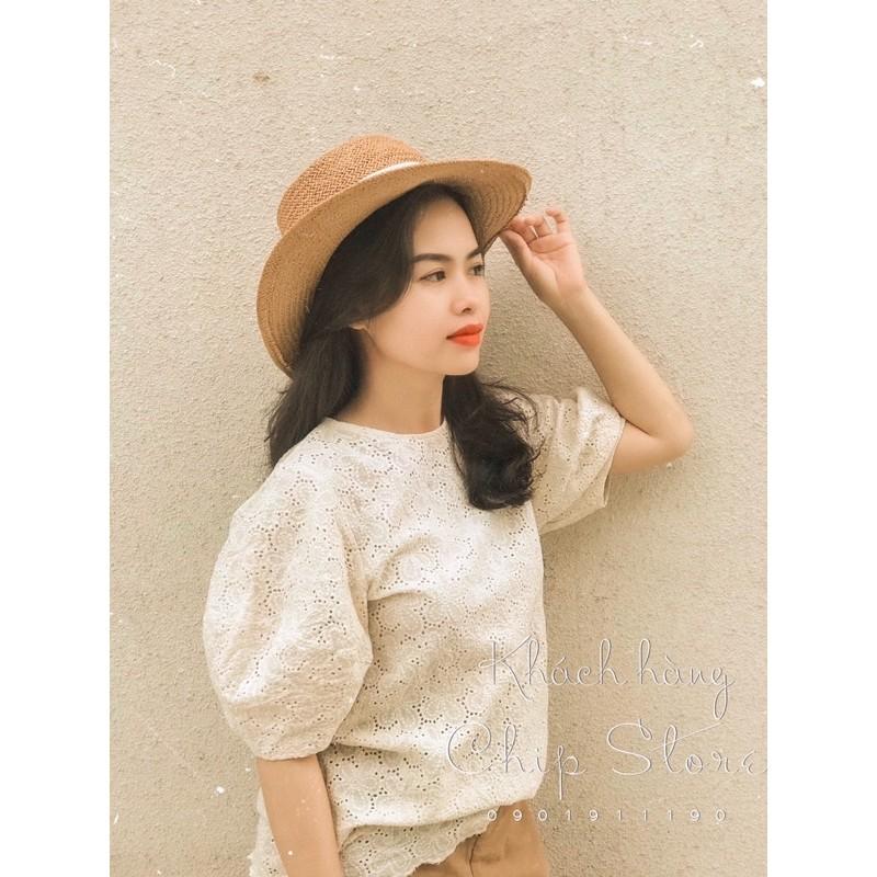 ÁO REN HOA ĐỤC LỖ TAY BỒNG 2020