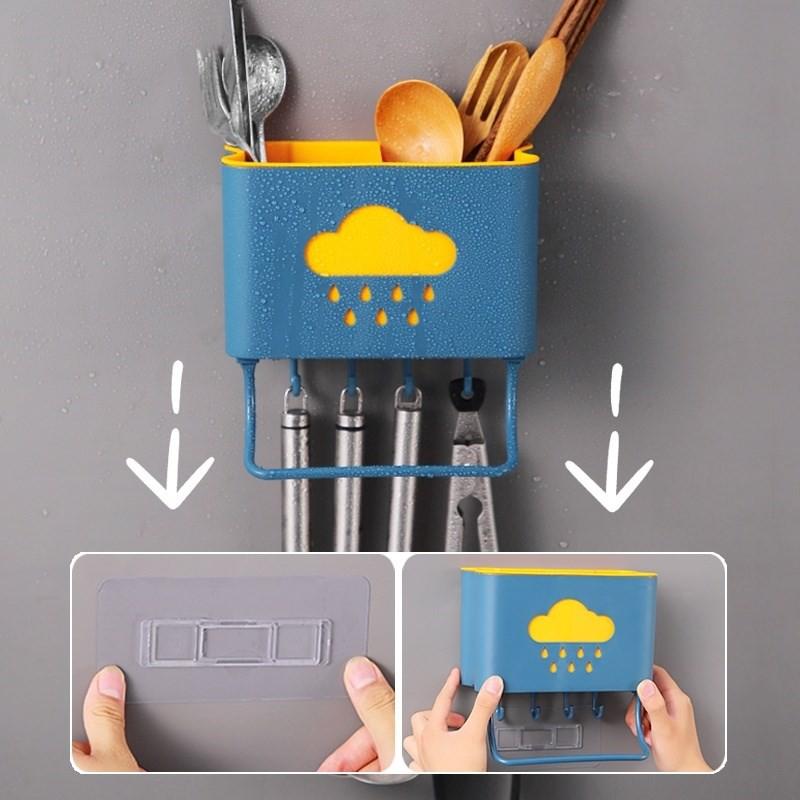 Hộp Đựng Đũa Thìa Đám Mây Có Móc Treo Đồ