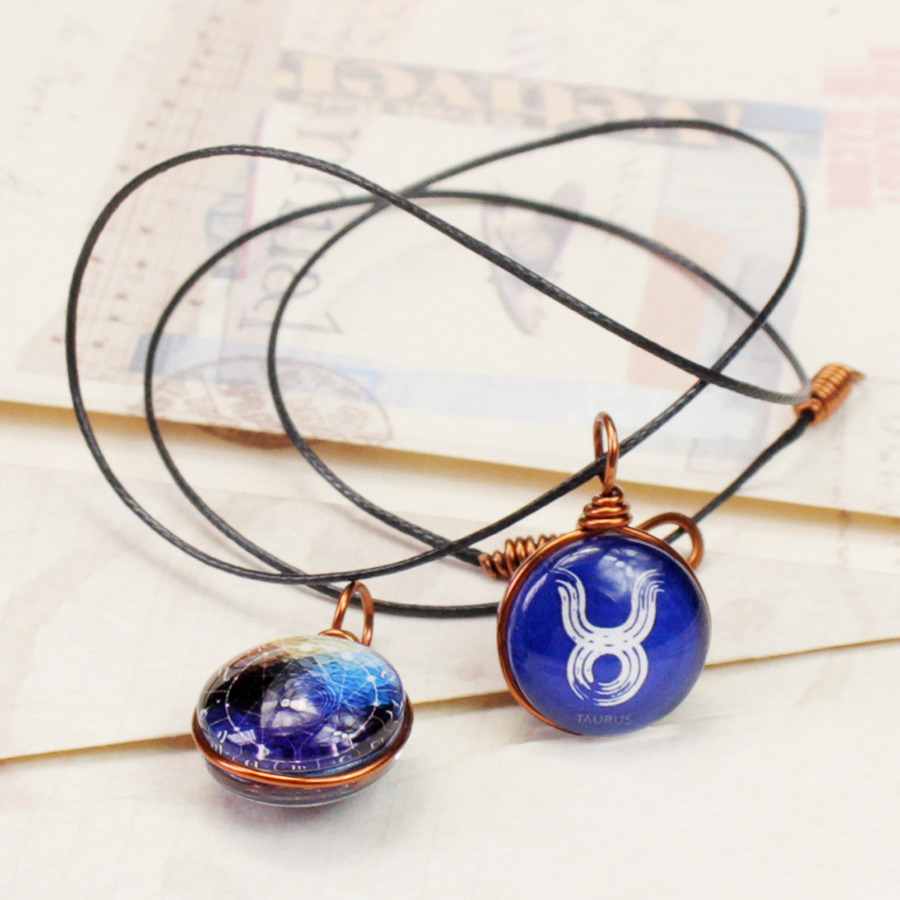 Dây chuyền mặt 14mm hình 12 cung hoàng đạo Zodiac màu sắc tươi sáng 14MM-004