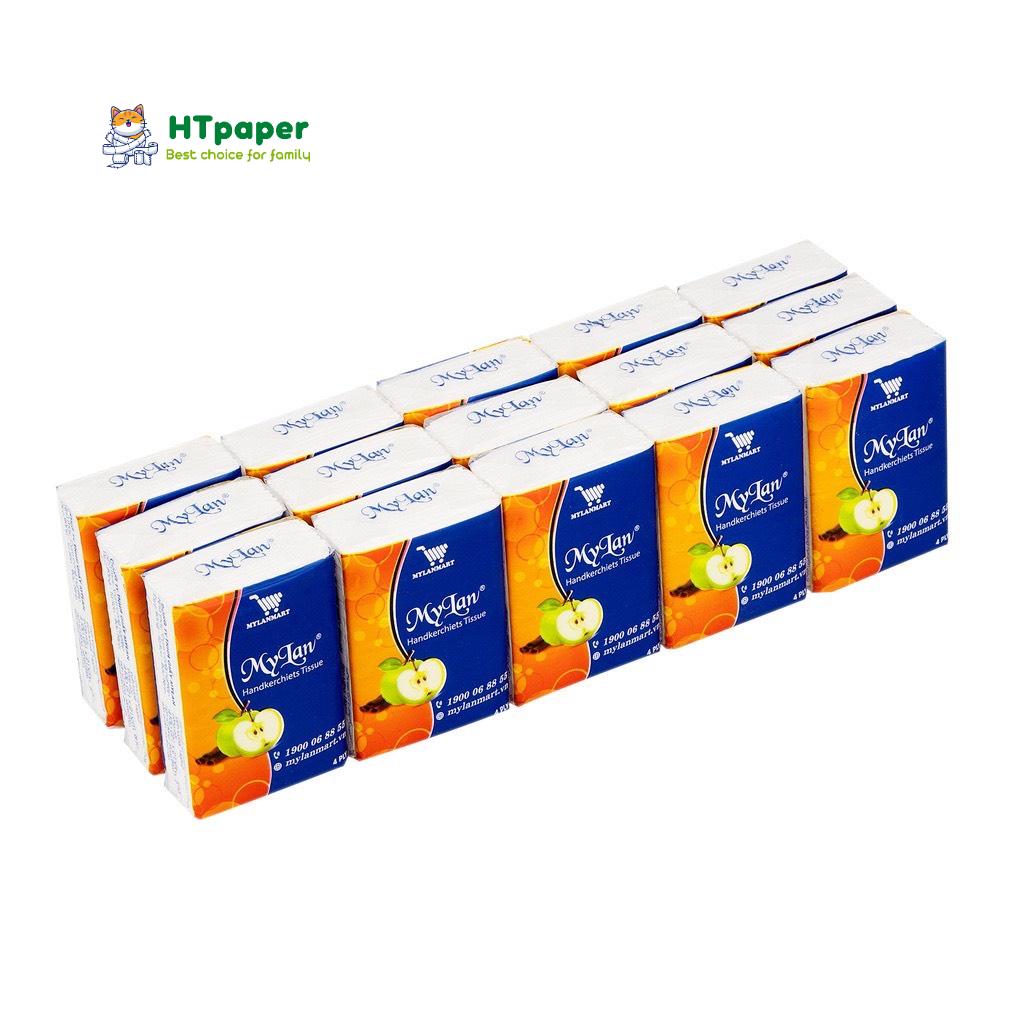 Khăn Giấy Bỏ Túi Cao Cấp Mylan Quả Táo 1 lốc x 15 gói x 4 lớp - HTpaper