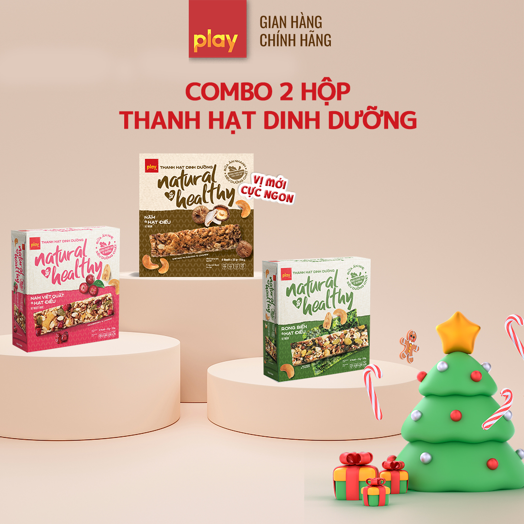 Combo 2 hộp thanh hạt dinh dưỡng PLAY Natural &amp; Healthy - Bánh hạt dinh dưỡng, bánh ngũ cốc ăn sáng