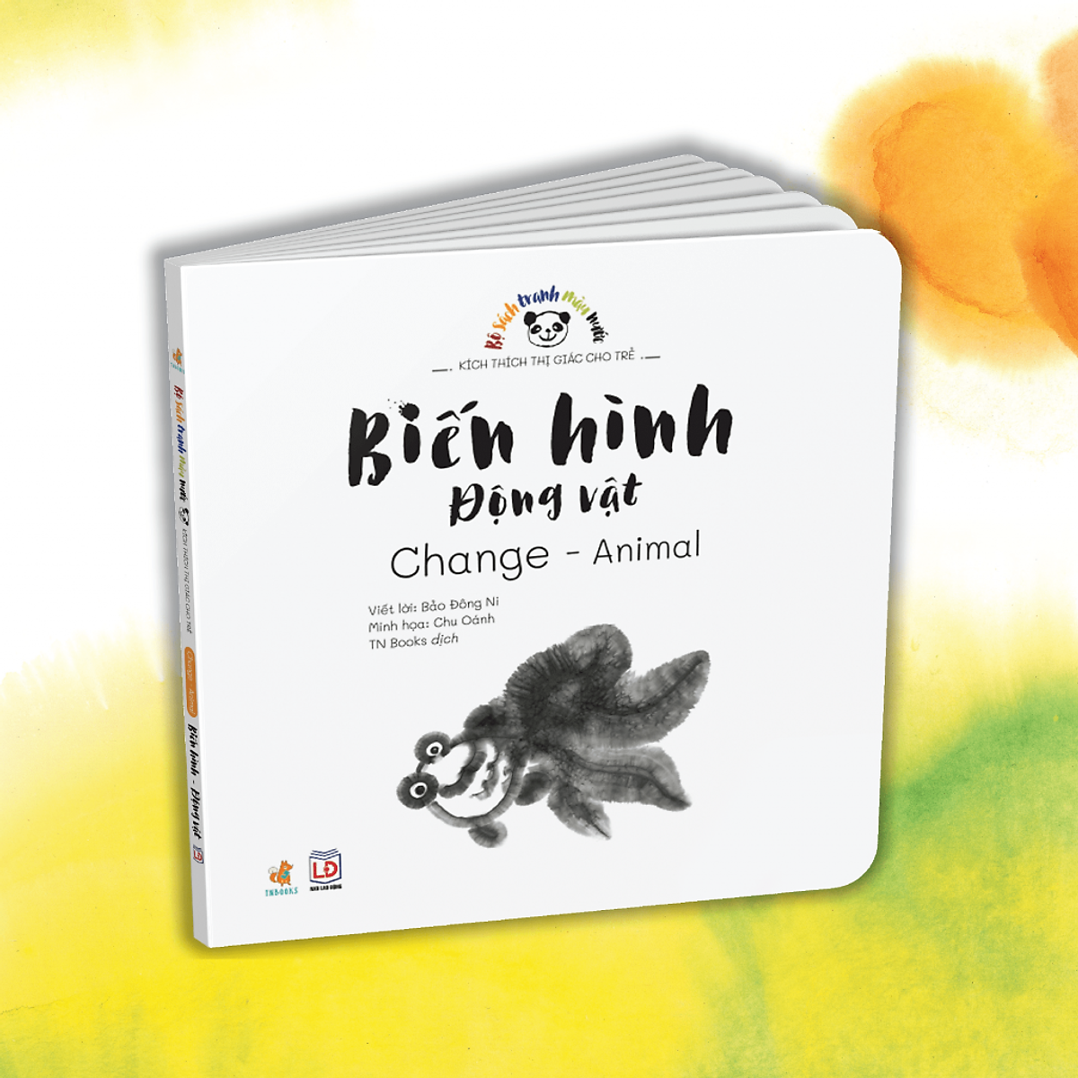 Sách- Bộ 4 Cuốn Sách Tranh Màu Nước Kích Thích Thị Giác Cho Bé (Biến hình + Chấm tròn + Màu sắc + Tô màu)- Sách Song Ngữ- Cho Bé Từ 0 Đến 3 Tuổi- Năm Xuất Bản 2021 NXB Lao Động