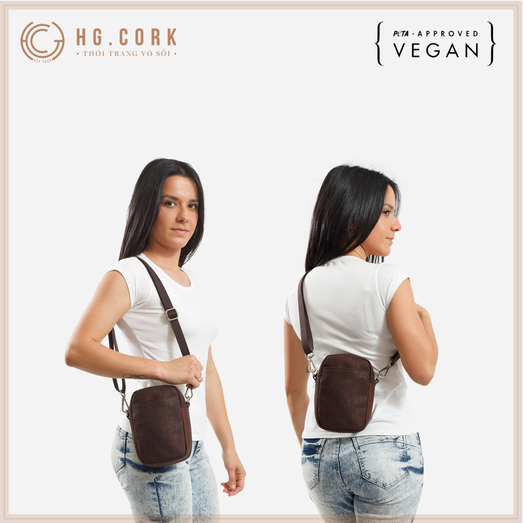 Túi Đeo Chéo Mini Dáng Đứng Nam Nữ CROSSBODY POUCH - HGcork Corkor CK266 – Nhiều màu – Vật liệu da cork thực vật thuần chay, chống cháy, chống mốc – Sản xuất tại Bồ Đào Nha