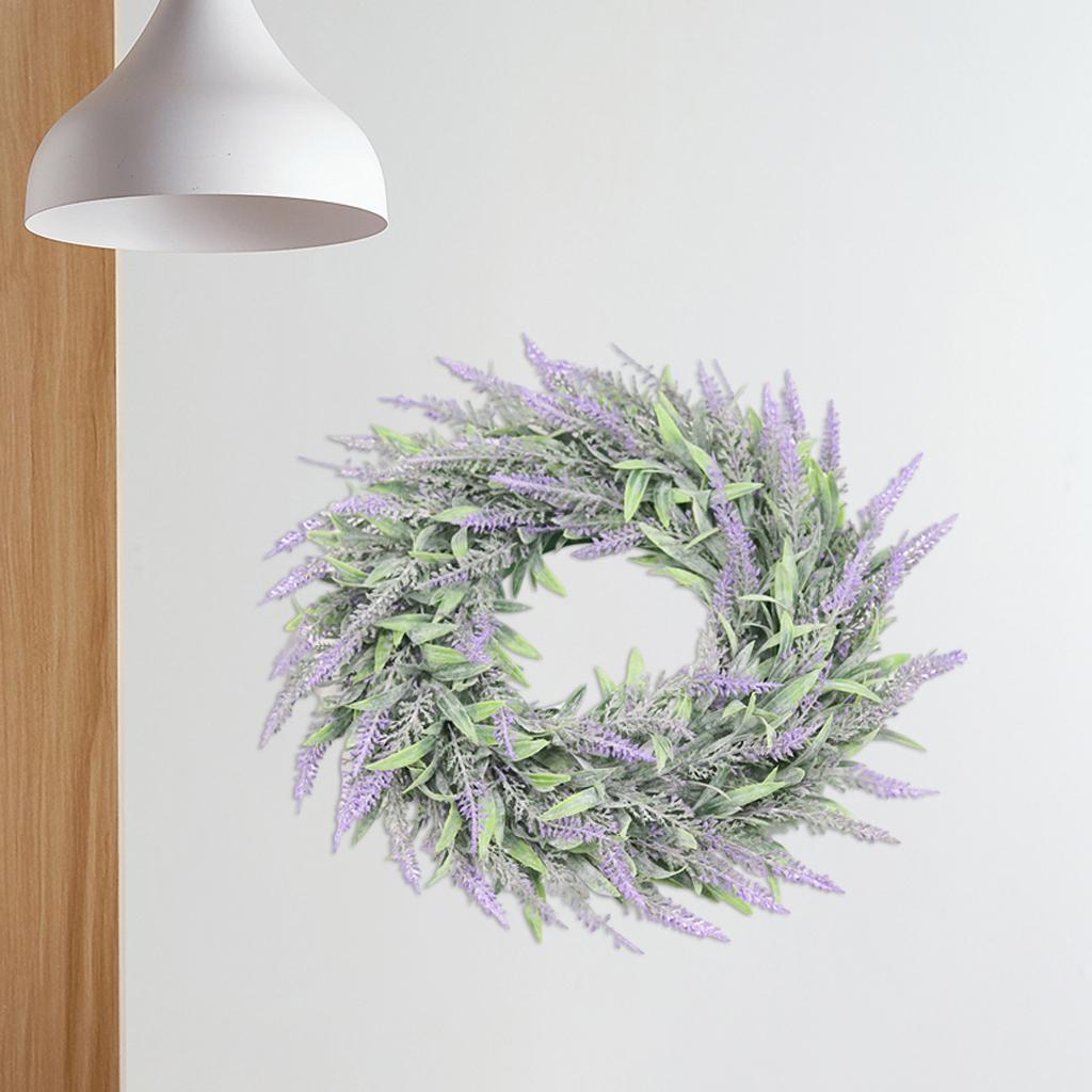 Artificial Front Door Simulation Lavender Flower Wreath Garland Green