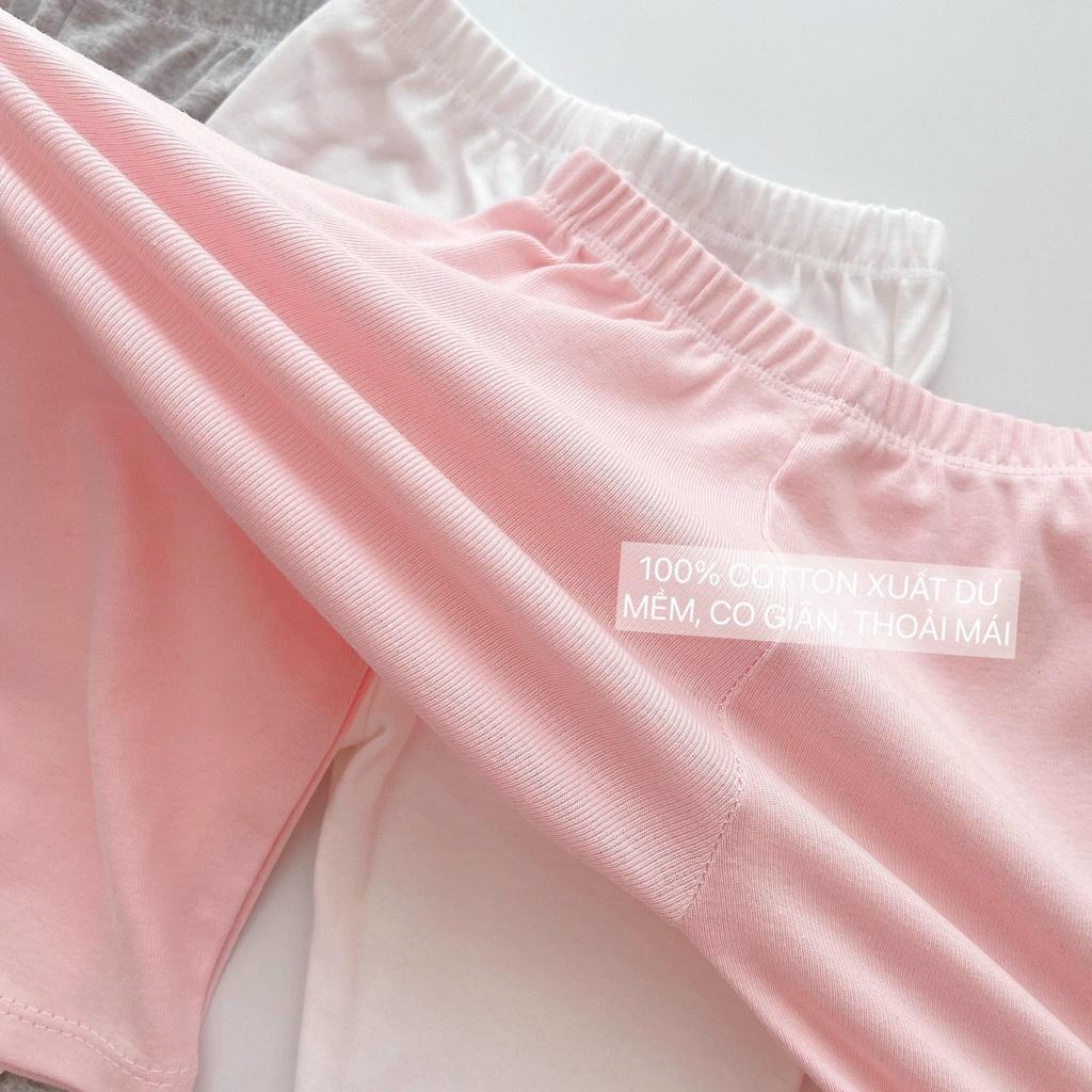 Set 4 quần LEGGING dài 100% cotton xuất dư siêu co giãn, mặc thoải mái cho bé gái 10-17kg