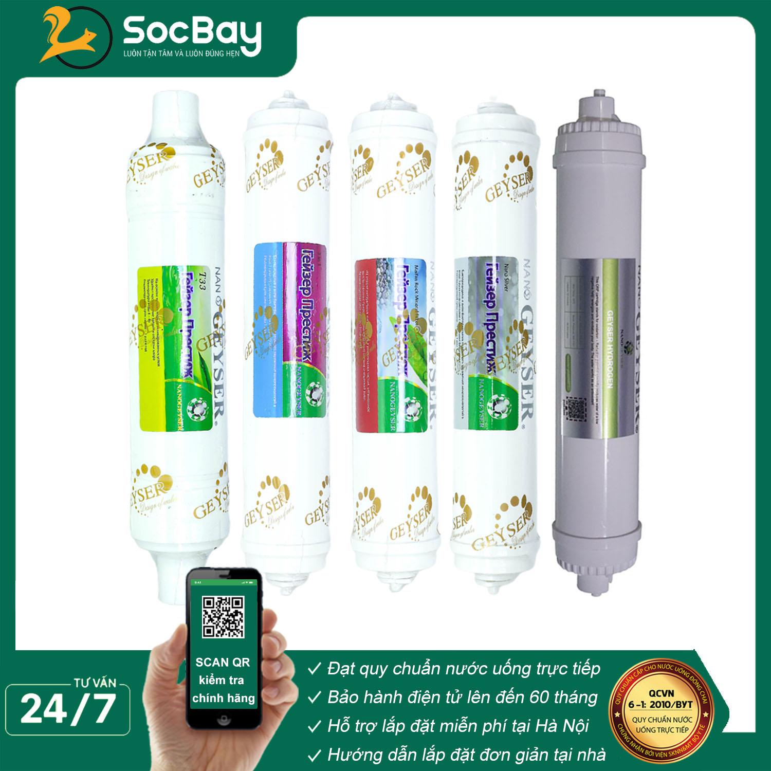 Combo 5 lõi lọc nước 45678 dùng cho các dòng máy NANO, Lõi T33, 3IN1, Maifan, Nano Silver, Hydrogen