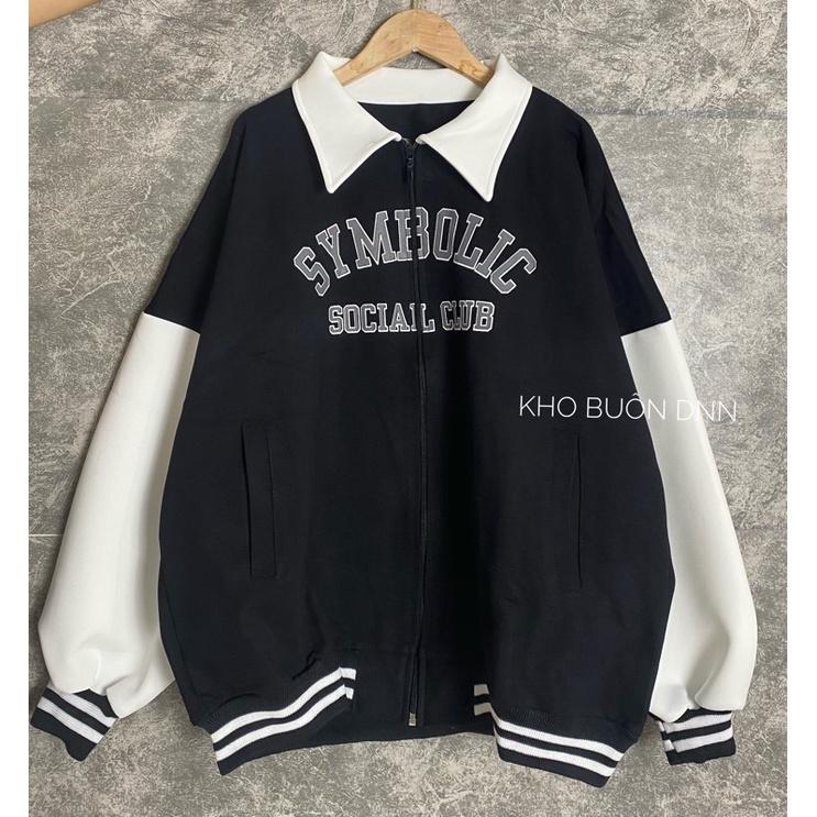Khoác cổ bẻ hót trendss chữ phối màu unisex umi (kèm ảnh thật và video)