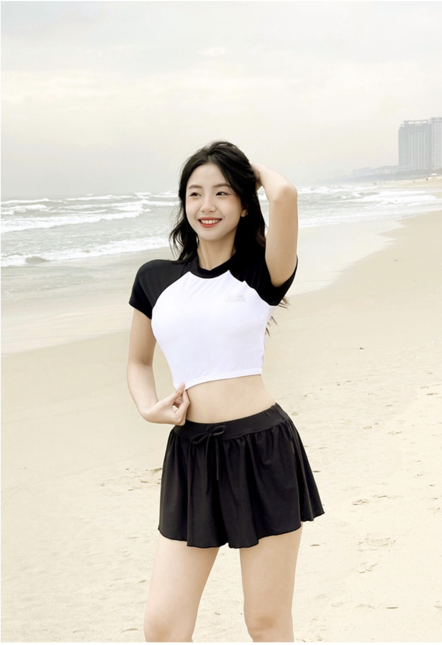 Quần bơi Nữ BIKINI PASSPORT kiểu kín đáo có dây rút - màu Đen - BS360_BL