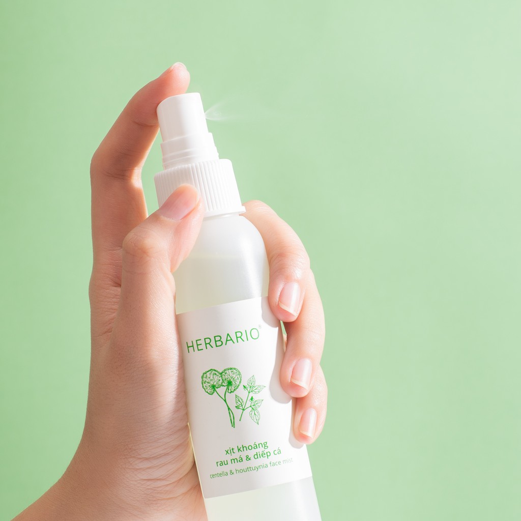 Xịt khoáng rau má và diếp cá Herbario 100ml thay thế toner cấp ẩm tức thì cho da kiểm soát dầu nhờn hiệu quả thuần chay