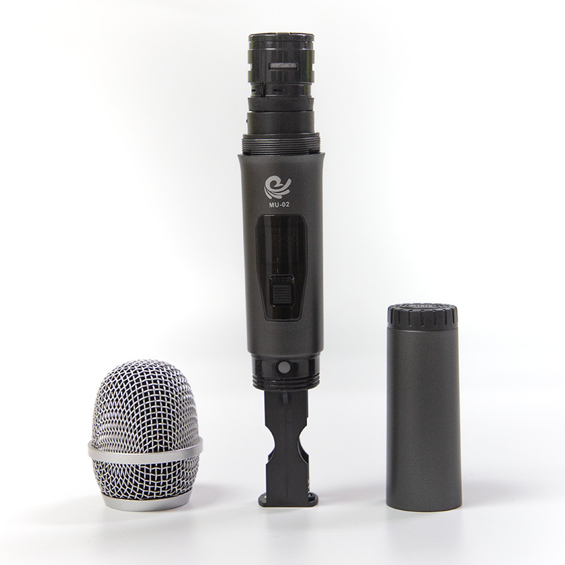 Bộ 2 Micro Không Dây Karaoke Cực Hay MU02 Màu Xám, Kết Nối Với Loa Kéo, Amply Bằng Cổng MIC 6. Chính Hãng