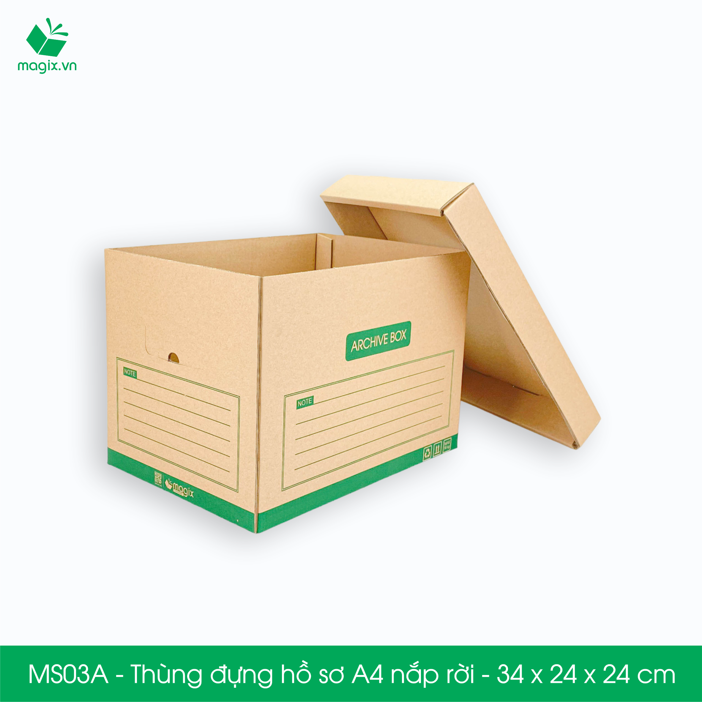 MS03B - 46x33x24 cm - Bộ 5 thùng đựng hồ sơ A3 nắp rời