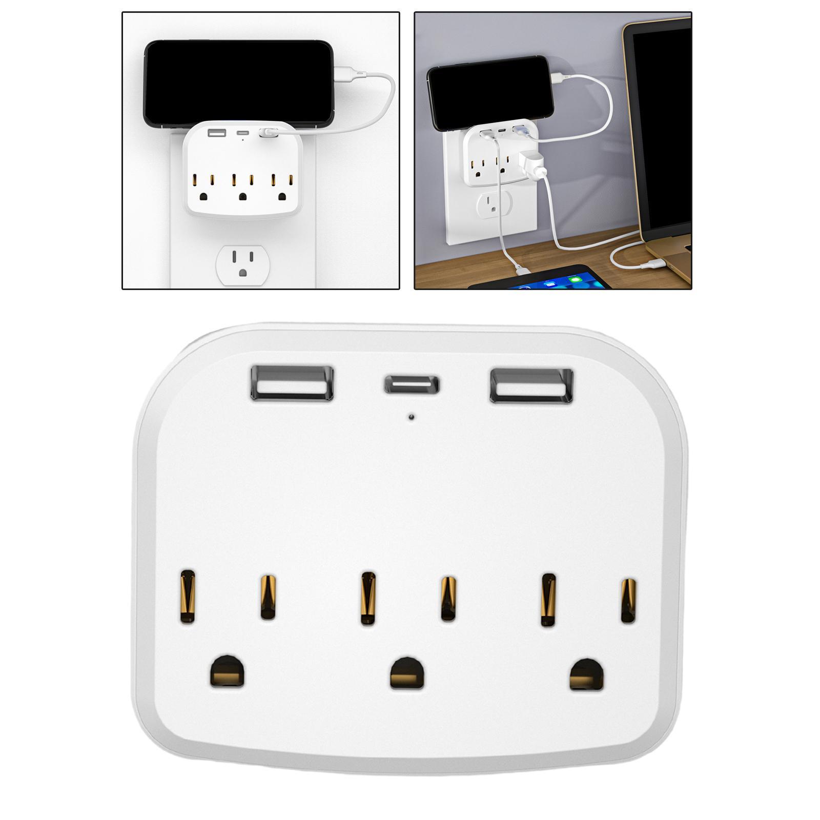 Electrical Outlet Wall Plug Multiple Ports Adapter 15A for Bedroom Desk Home