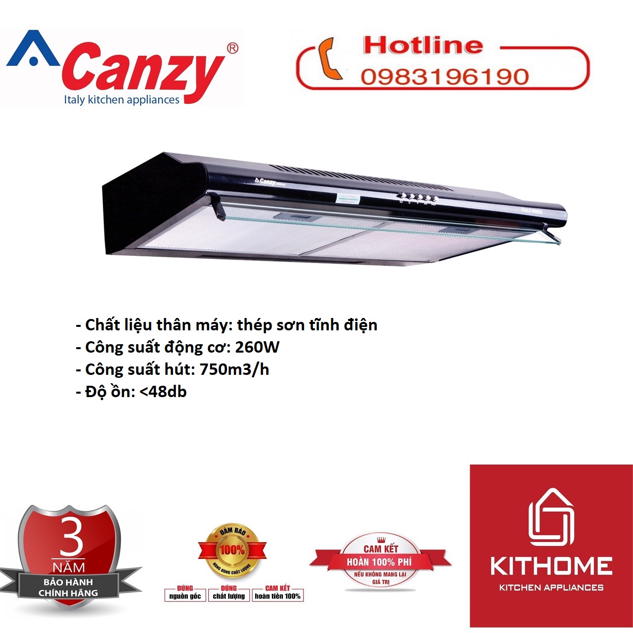 Máy Hút Mùi Canzy CZ-2060B - Hàng Hàng Chính Hãng