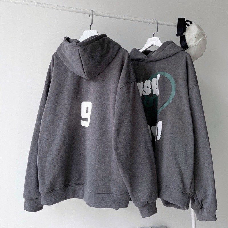 Áo Khoác Hoodie Nỉ Bông Unisex WISH màu XÁM  Nam nữ unisex/Áo hoodie có mũ form rộng, Áo Hoodie nỉ chữ WISH-9 màu xám unisex ảnh thật, Áo Khoác Hoodie Nỉ Form Rộng Mũ To Số 9 Wish Chất Nỉ Dày Hot Trend Unisex Nam Nữ