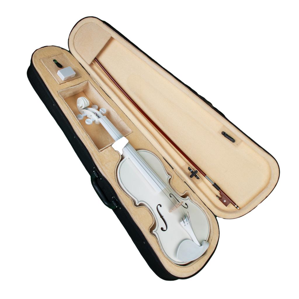 4/4 White Solid Wood Violin Kit With Case Bow Rosin For Beginners Students