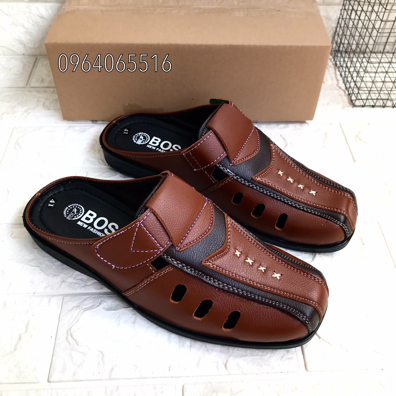 Dép sapo nam mẫu mới..da mềm..mã SP02, size từ 38_43. màu vàng phối nâu,,sang trọng lịch lãm..