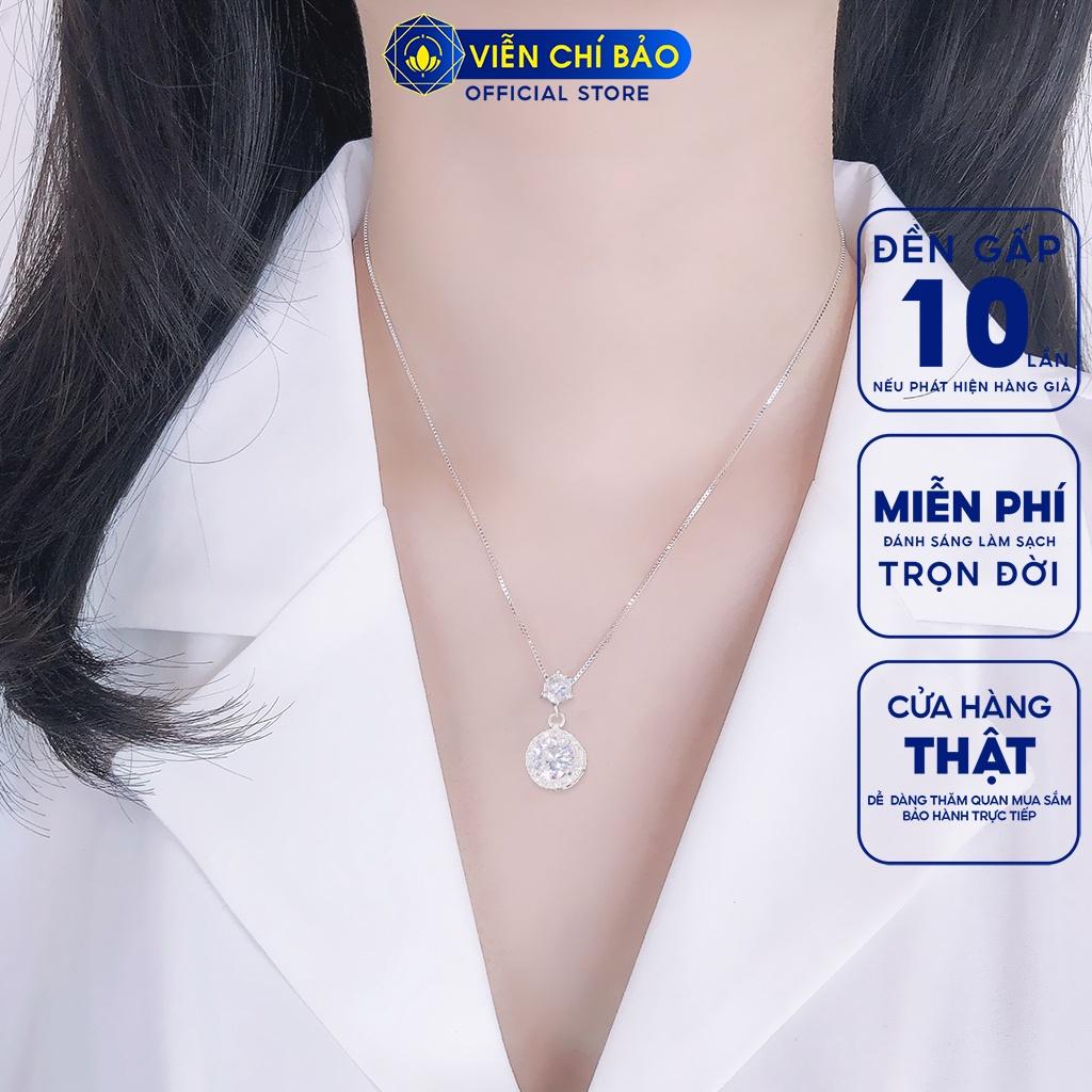 Dây chuyền bạc nữ mặt đá tròn chất liệu bạc Ý thời trang phụ kiện trang sức nữ Viễn Chí Bảo D400144 M400249