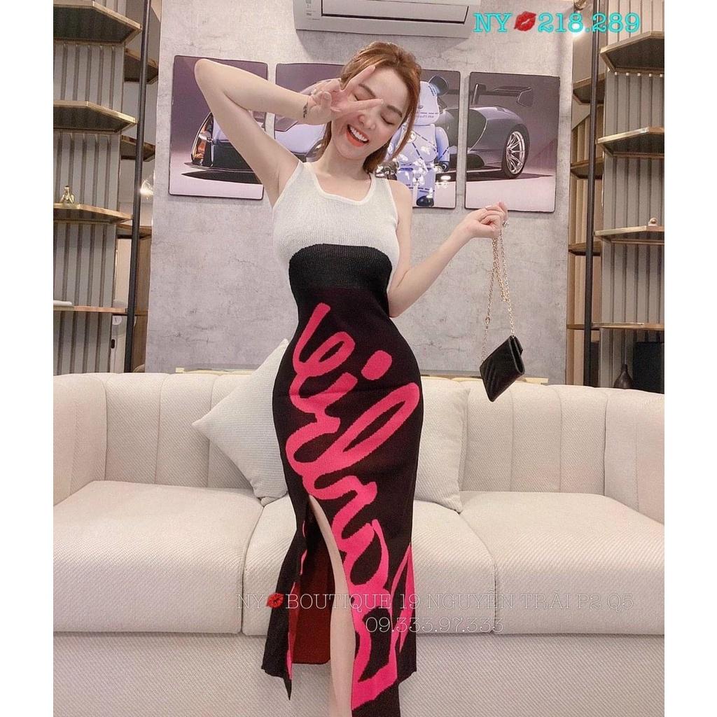 Váy len maxi barbie body tôn dáng xẻ hot 2022