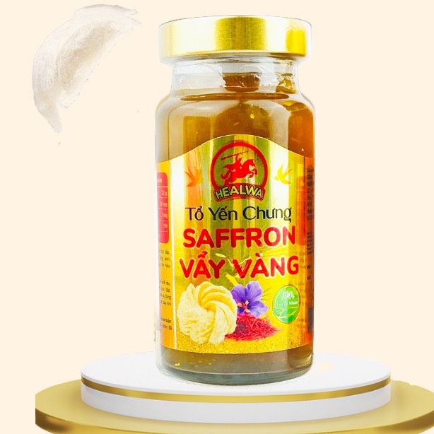 Tổ yến chưng Saffron Vẩy vàng đường phèn cao cấp Healwa (1 lọ x 150ml) tăng cường miễn dịch