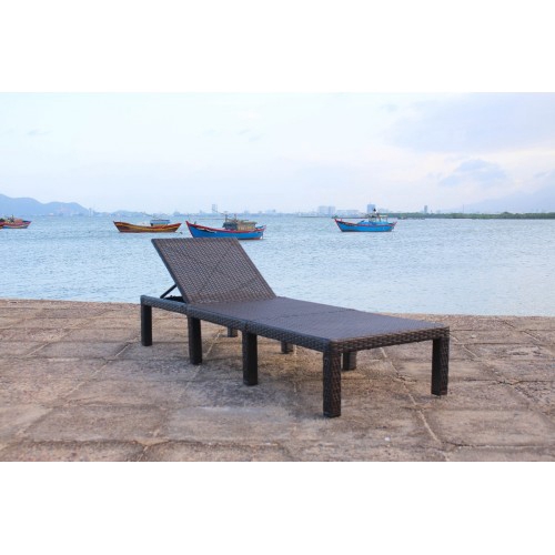 WEGO Giường tắm năng / Giường hồ bơi bằng mây nhựa //Rattan Sunbed with Recliner / Patio Garden furniture / pool side recliner sunbed Sofa Relax - Sunlounger (Black)