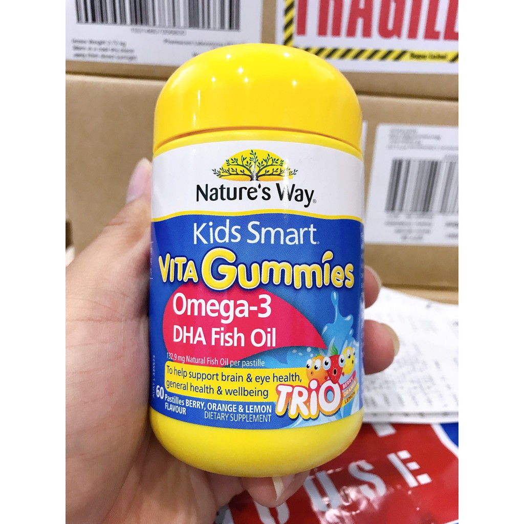 Kẹo dẻo bổ sung Omega -3 cho bé - Gum Nature's Way Kids Smart Vita Omega-3 DHA Fish Oil 60 viên