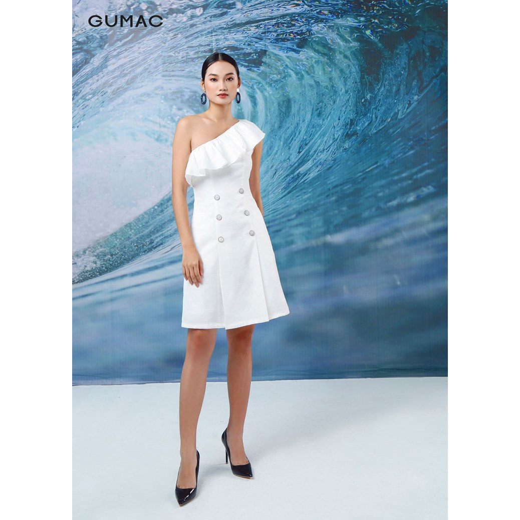 Đầm lệch vai xếp ly GUMAC DA12110