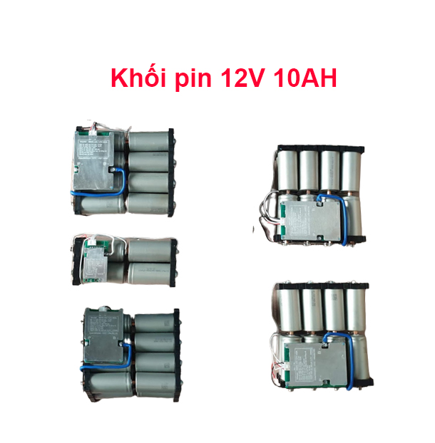 Khối Pin 12v 12Ah, Pin  sắt, 8 viên pin 32650, mạch bảo vệ BMS 4S