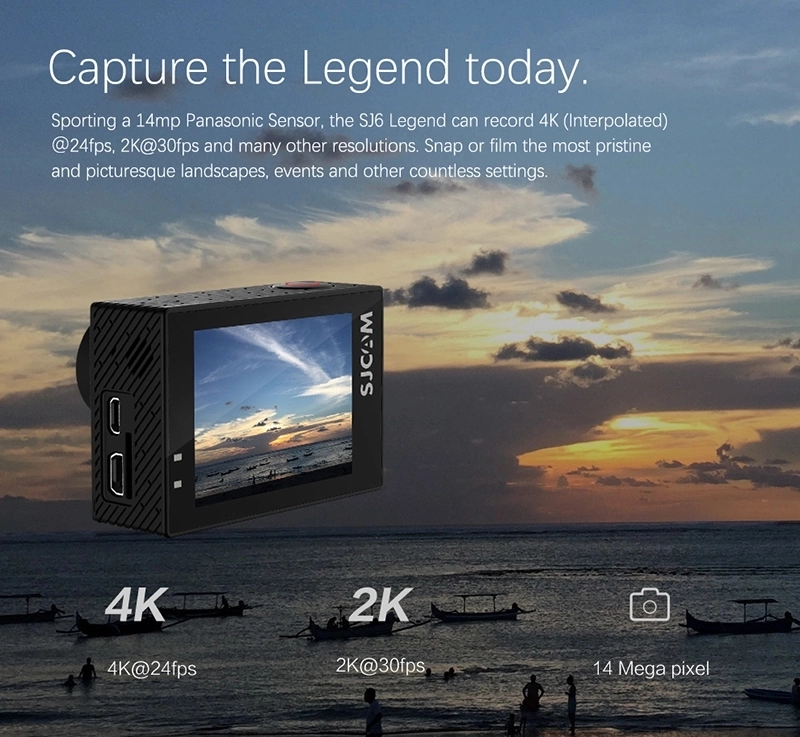 SJCAM SJCAM SJ6 Legend Gyro Action Mũ bảo hiểm thể thao DV Camera Waterproof 4K NTK96660 2.0 "Touch Screen Sport Video DVR