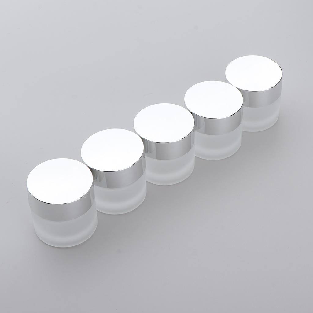 Frosted Glass Bottle,Travel Makeup Face Cream Pot Empty Cosmetic Jar Container with Screw Lid,Pack 5pcs