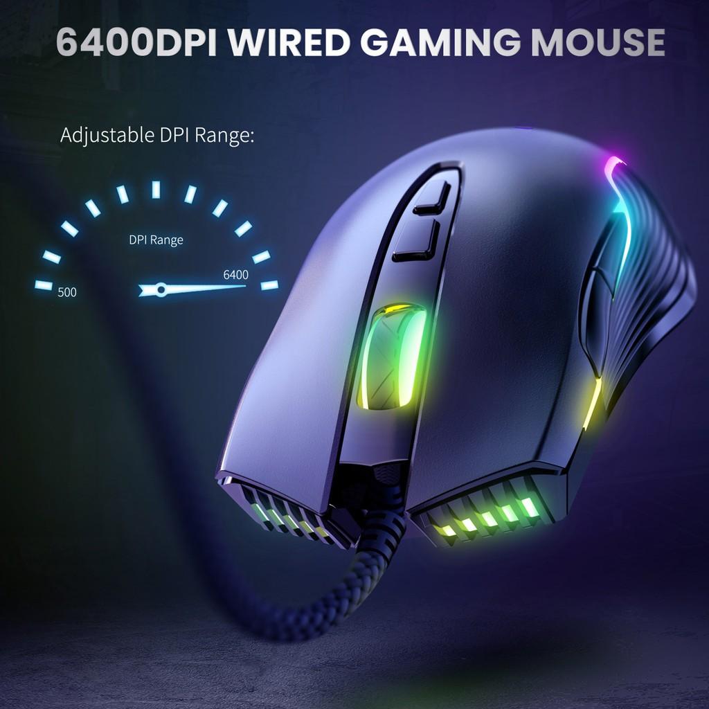 ONIKUMA CW905 USB Wired Gaming Mouse RGB LED Light Chuột thể thao điện tử Chuột quang có thể điều chỉnh 6400DPI