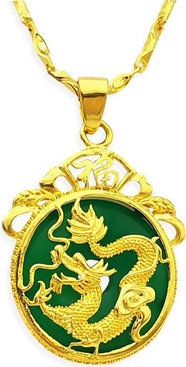 Mặt dây chuyền vòng cổ phong thủy hình Rồng vàng