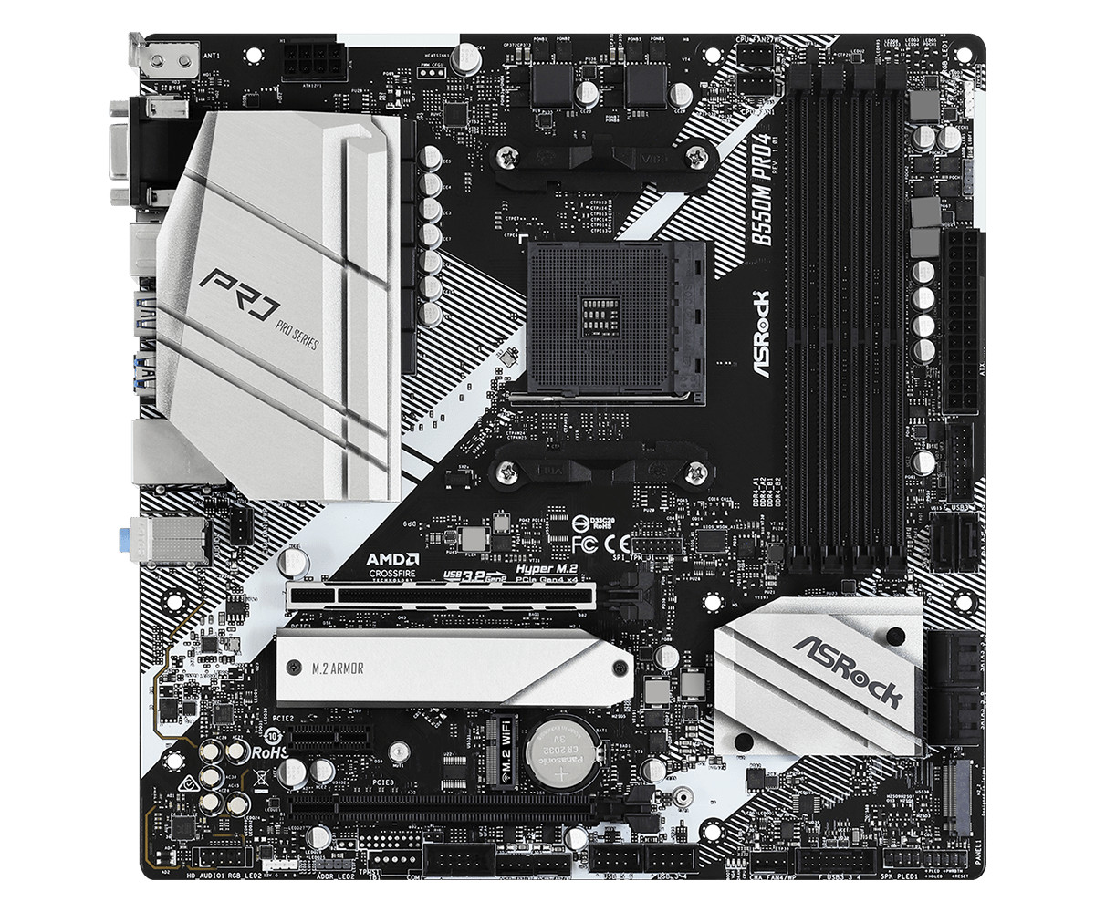 Bo mạch chủ Mainboard ASRock B550M Pro4 Supports 3rd Gen AMD AM4 Ryzen - Hàng Chính Hãng