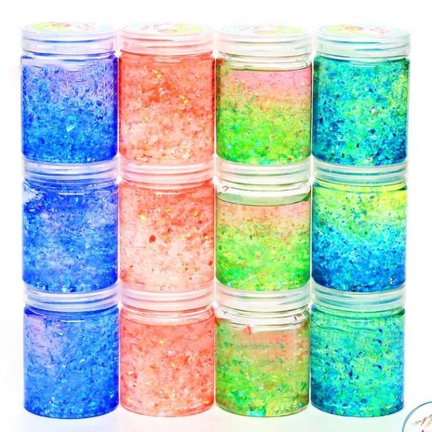SLIME hình tròn trụ KIM TUYẾN THUỶ TINH 6 màu Slam kiến tạo lạ lùng ấn tượng