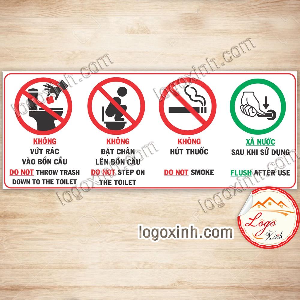 LOGO TEM STICKER BIỂN BẢNG NỘI QUY NHÀ VỆ SINH - TOILET RESTROOM RULES - HƯỚNG DẪN GIỮ VỆ SINH TRONG TOILET NHÀ TẮM