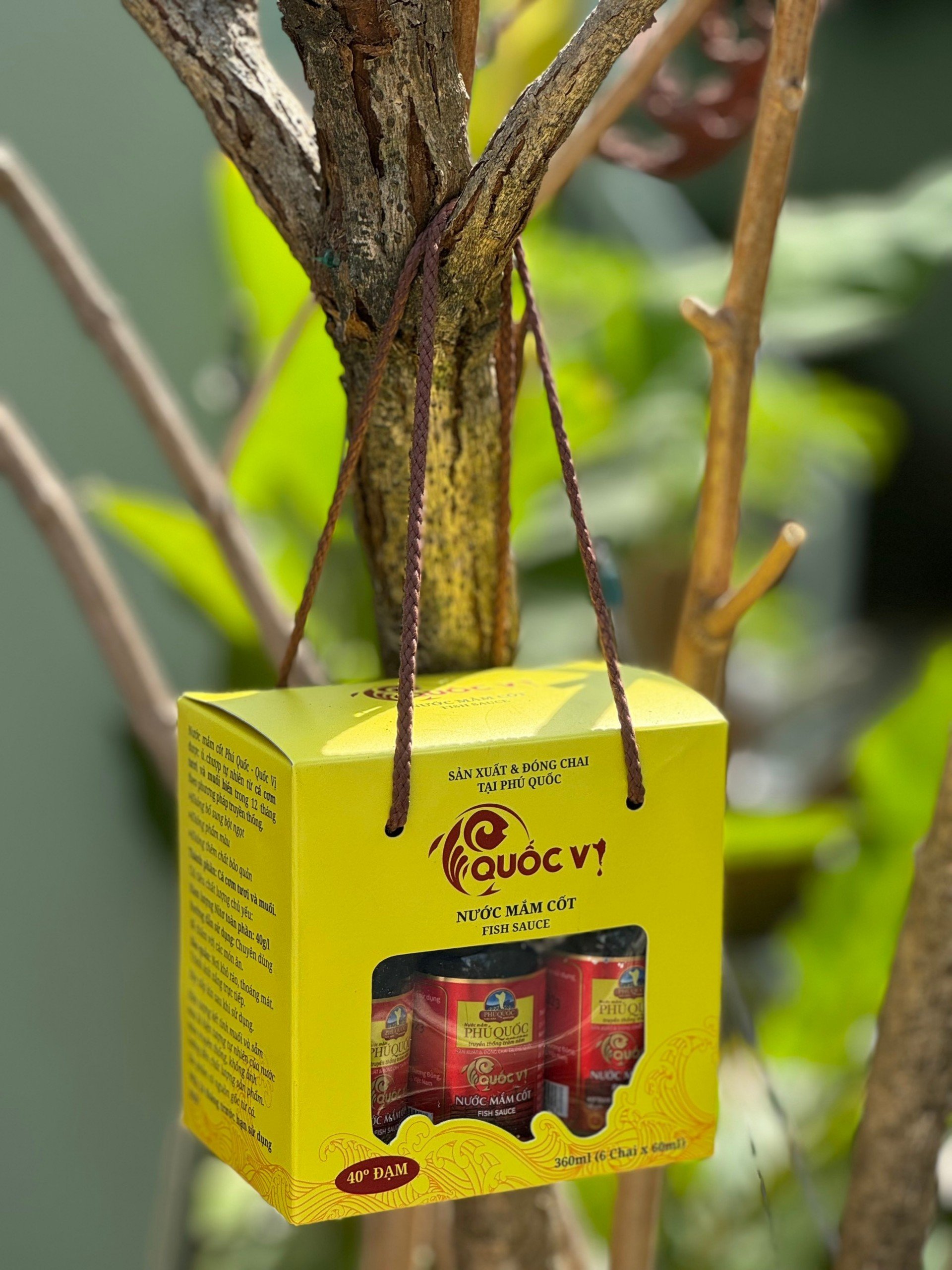 Hộp 6 Chai Nước Mắm Cốt Phú Quốc - Quốc Vị Độ Đạm 40N Chai Thủy Tinh 60ml Cá Cơm