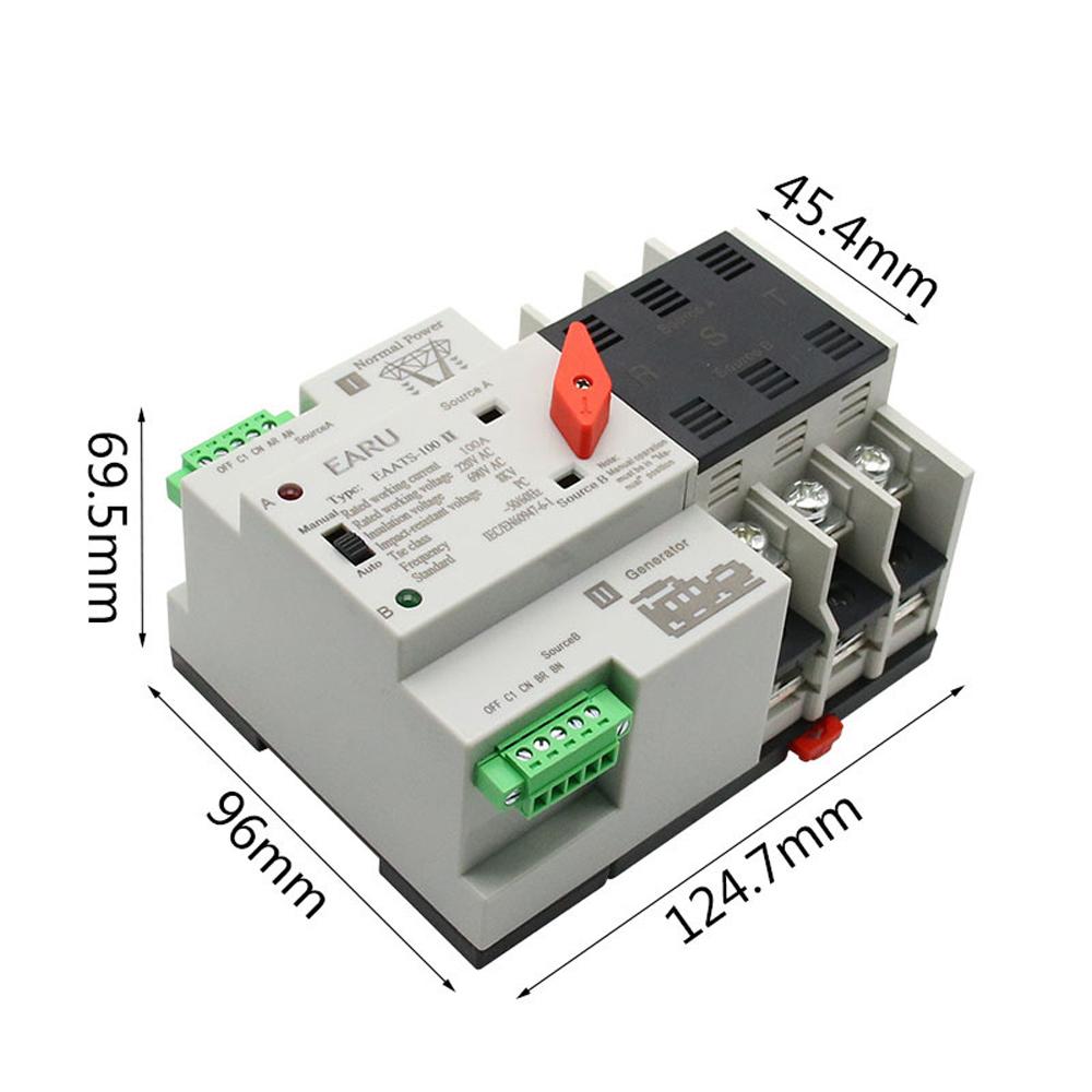 Compact Automatic Transfer Switch Electrical Selector Switches Dual Power Switch Solar Power Rail Type Household Power Transfer Switch