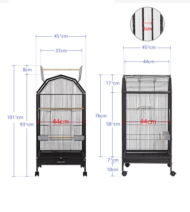 1 lồng T2 thép sơn tĩnh điện cao cấp nhập khẩu 44*44*93 dùng nuôi các dòng vẹt nhỏ và trung