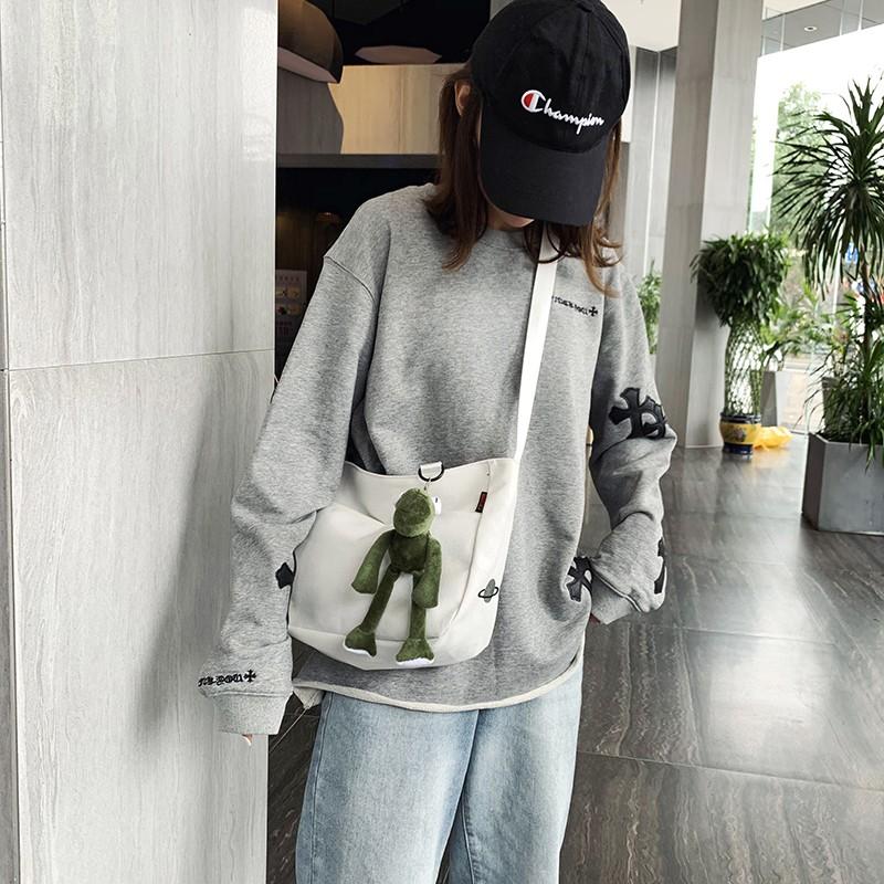 Student Idle Style Simple Crossbody Bag Canvas Bag College Student Shoulder Bag for Class