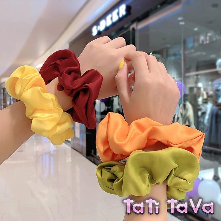 Cột tóc hot scrunchies trơn màu vải đẹp Tatitava