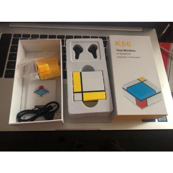 Tai Nghe Bluetooth 5.3 TWS K66 Không Dây 2022 Kèm Mic Thiết Kế Hình Khối Lập Phương Có Thể Tháo Rời