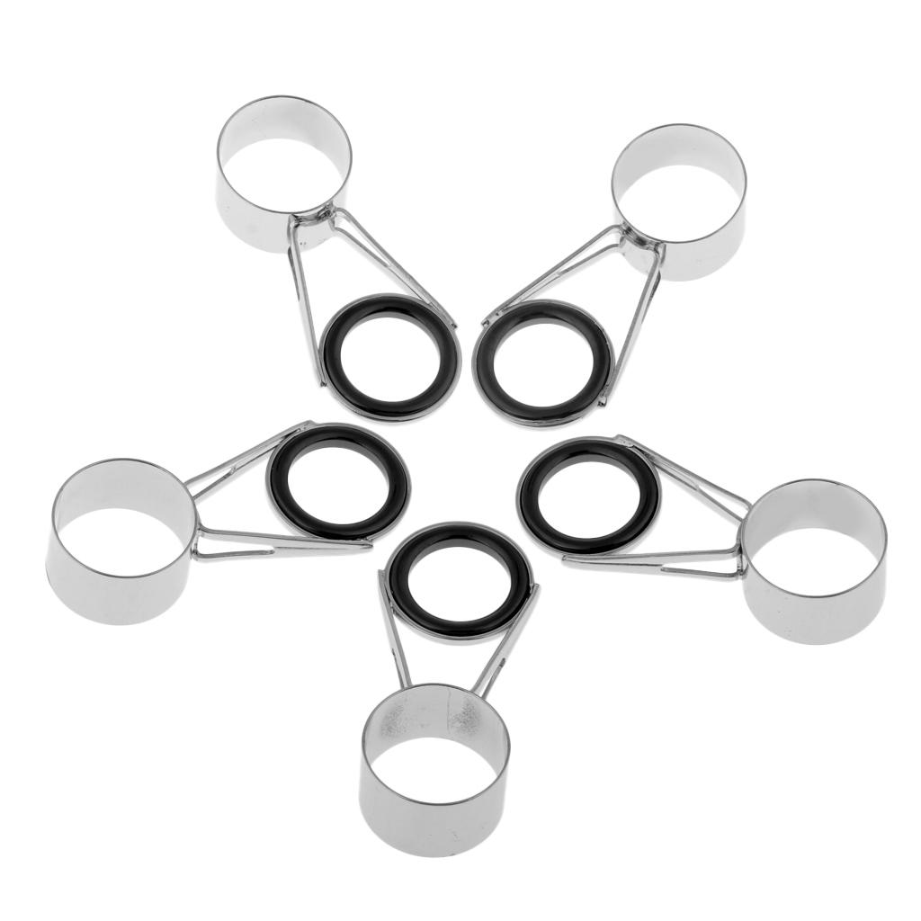 5pcs Stainless Steel Fishing Rod Guides Rod Repair Kit DIY Eye Rings