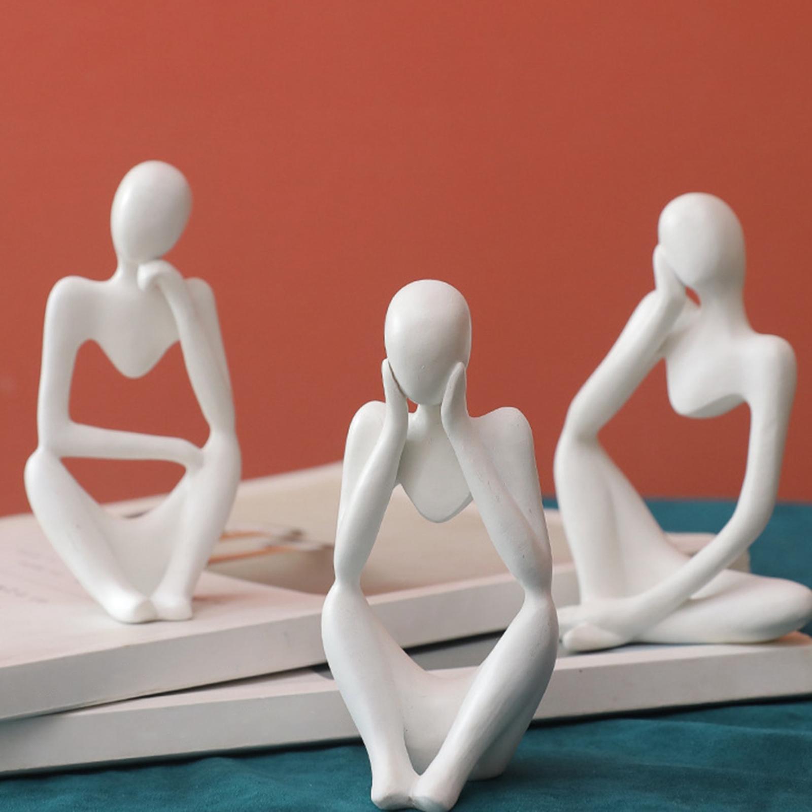 2Pcs Abstract Thinker Sculpture Resin Figurine Characters Statues Home Decor