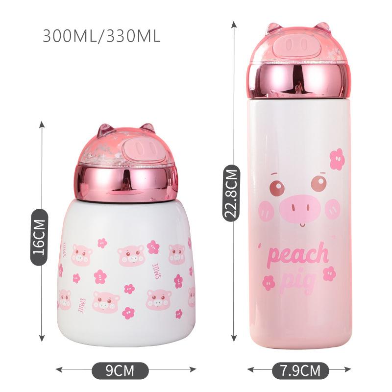 Dễ Thương Kim Sa Lấp Lánh Bé Gái Cách Nhiệt Cup Di Động Nhỏ Mini Hồng Trẻ Em Bình Giữ Nhiệt Thép Không Gỉ 304 Tumbler Treo Tường Đôi Hút Chân Không