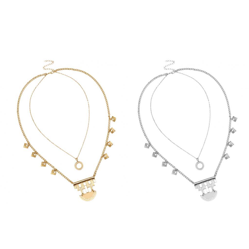 Geomatric Double Layers Chain Necklaces Charms Pendant