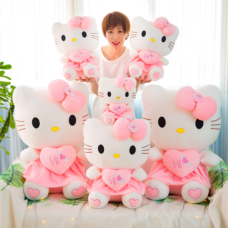Gấu Bông Mèo Kitty Ôm Tim Siêu Dễ Thương (25cm---&gt;60cm) Hàng Cao Cấp Loại 1 Chất Lượng Cao, An Toàn Cho Trẻ Nhỏ