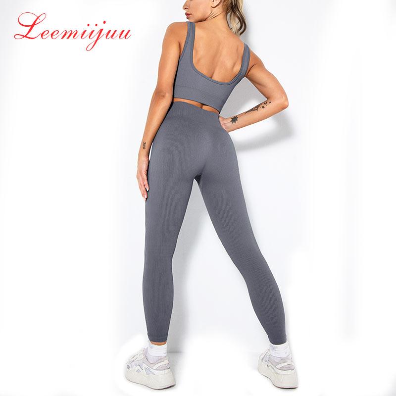LEEMIIJUU 2 Bộ Tập Luyện Quần Áo Thể Thao Nữ Áo Bra Quần Legging Bộ Thể Thao Dành Cho Nữ Tập Gym Quần Áo Thể Thao bộ Yoga