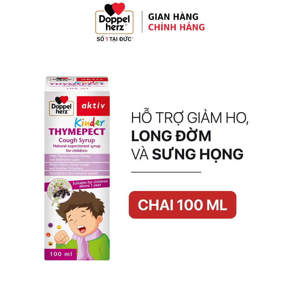 Bộ đôi giảm ho và tăng cường sức đề kháng cho trẻ Doppelherz Kinder Thymepect Cough Syrup và Kinder Active D3 Drops