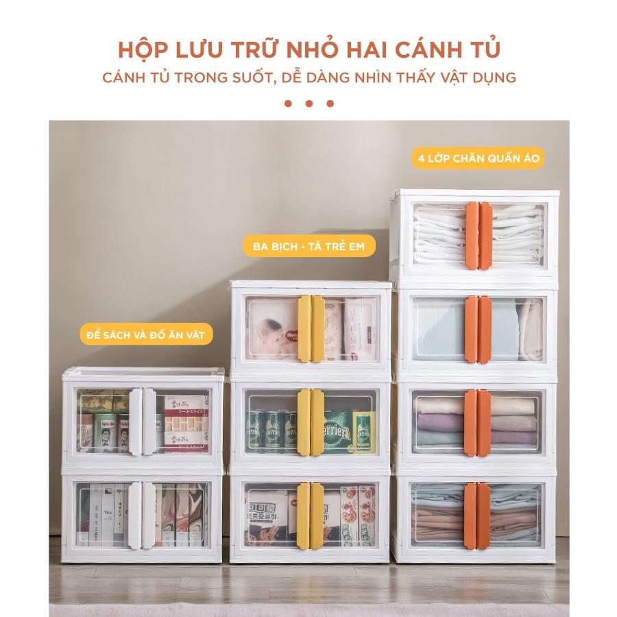 Tủ nhựa đựng đồ bảo quản quần áo - đồ chơi trẻ em - sách vở có cánh cửa - 40L và 56L - dễ dàng xếp chồng lên nhau