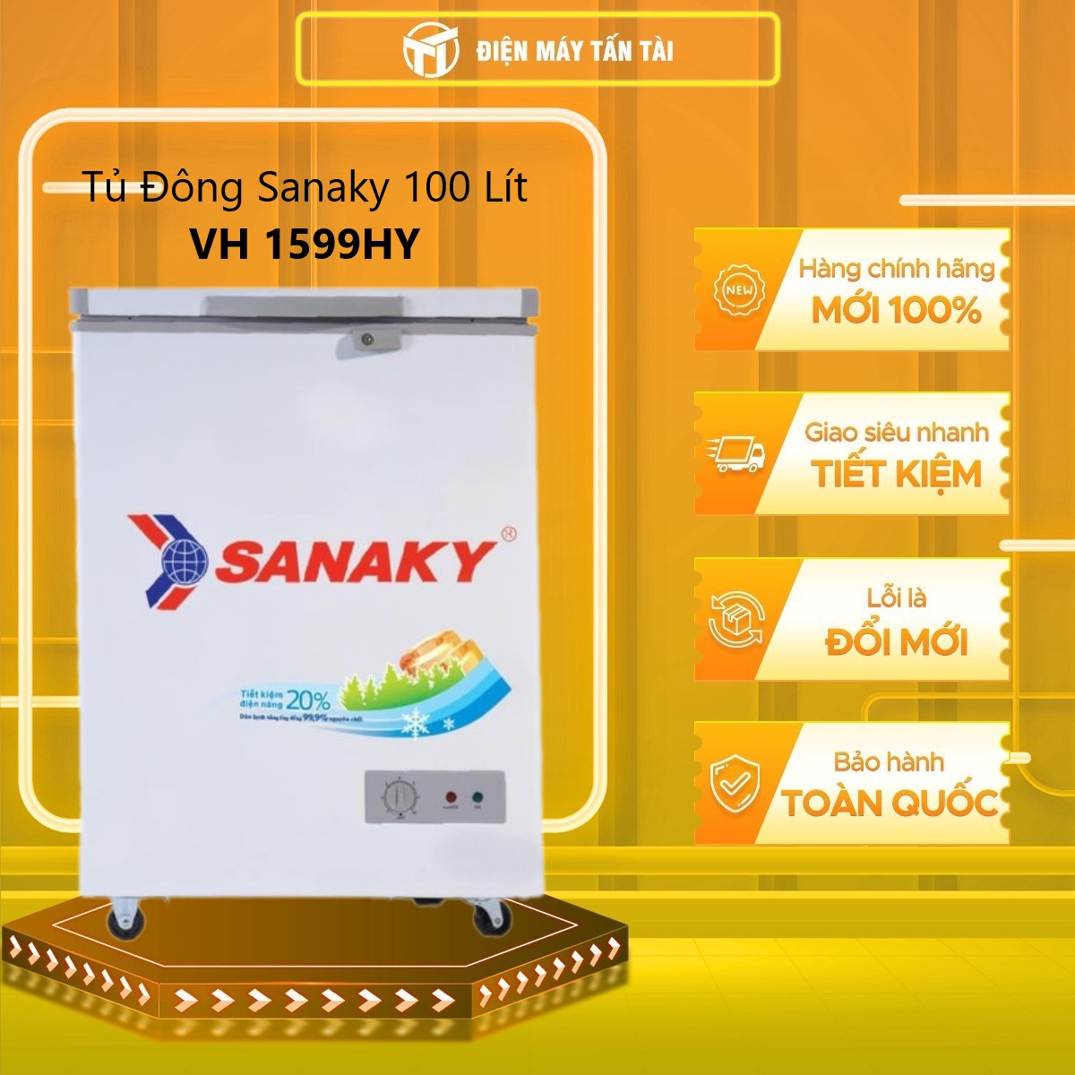TỦ ĐÔNG MINI SANAKY 100 LÍT VH-1599HY ĐỒNG (R600A) - CHỈ GIAO HCM